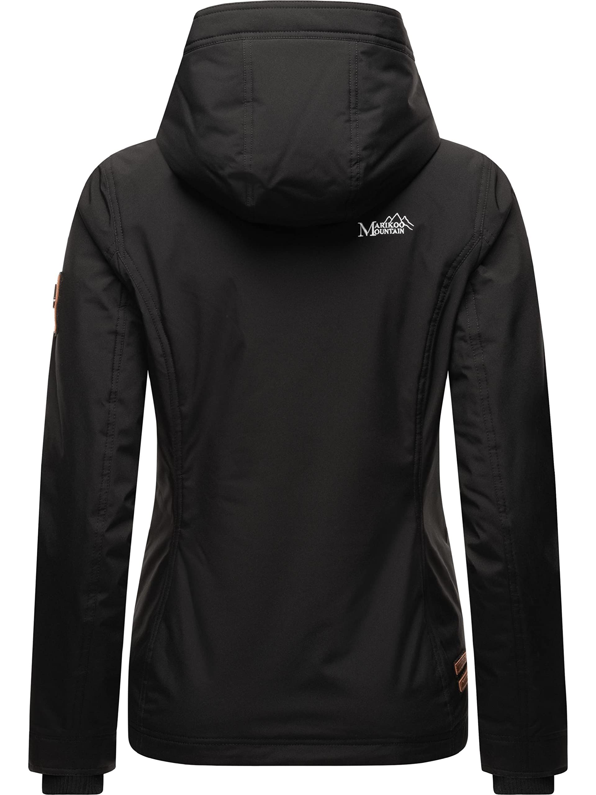 MARIKOO Lekko wyściełana damska kurtka przejściowa, krótka kurtka outdoorowa z podszewką z dżerseju i dużym kapturem, jeżyna, XS-XXL