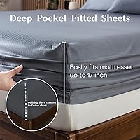 Vista 74 de HENGWEITEXT 18 Inch Cal King Sheets Deep Pocket,4 Piece Sheet Set Breathable and Cooling,Microfiber Sheet Set Deep Pocket,Wrinkle Free Shrinkage &