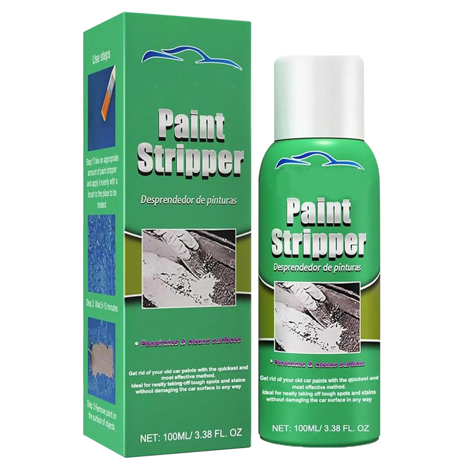 Rimuovi Vernice Per Metalli - Spray Sverniciatore 100ml - Detergente Multiuso per Auto Legno Vetro Macchinari e Metallo