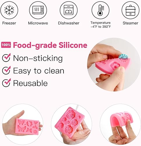 Miniatura 3 de Moldes de silicona de flores, moldes de silicona de mariposa, molde de arcilla polimérica, molde de fondant para pasteles para decoración de