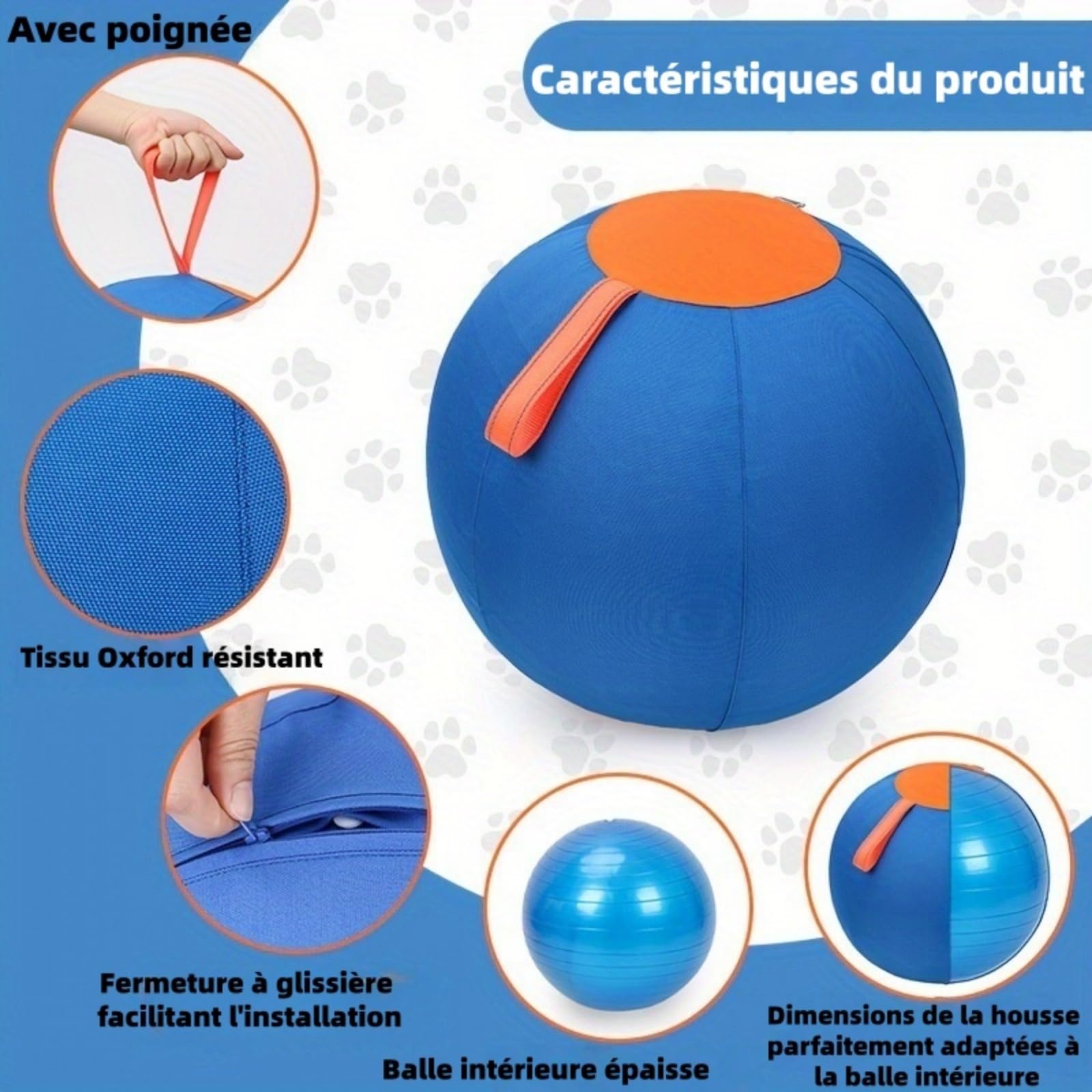 MEIION Woofy Chien Balle,Balle Interactive pour Chien,Jouet Interactif Résistant avec Bracelet Pratique,Ballon Chien Adapté Petits et Grands Chiens pour Intérieur et Extérieur
