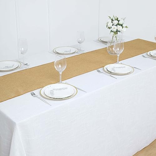 Miniatura 9 de Efavormart - Camino de mesa de yute de lino y yute de 14 x 108 pulgadas, color dorado