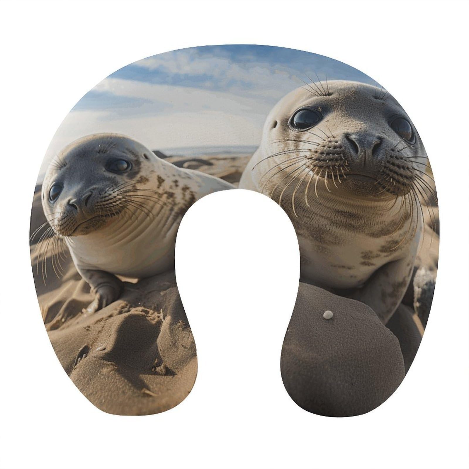 Btcowzrv Style Seal On The Beach U Shaped Neck Pillow Travel Pillows