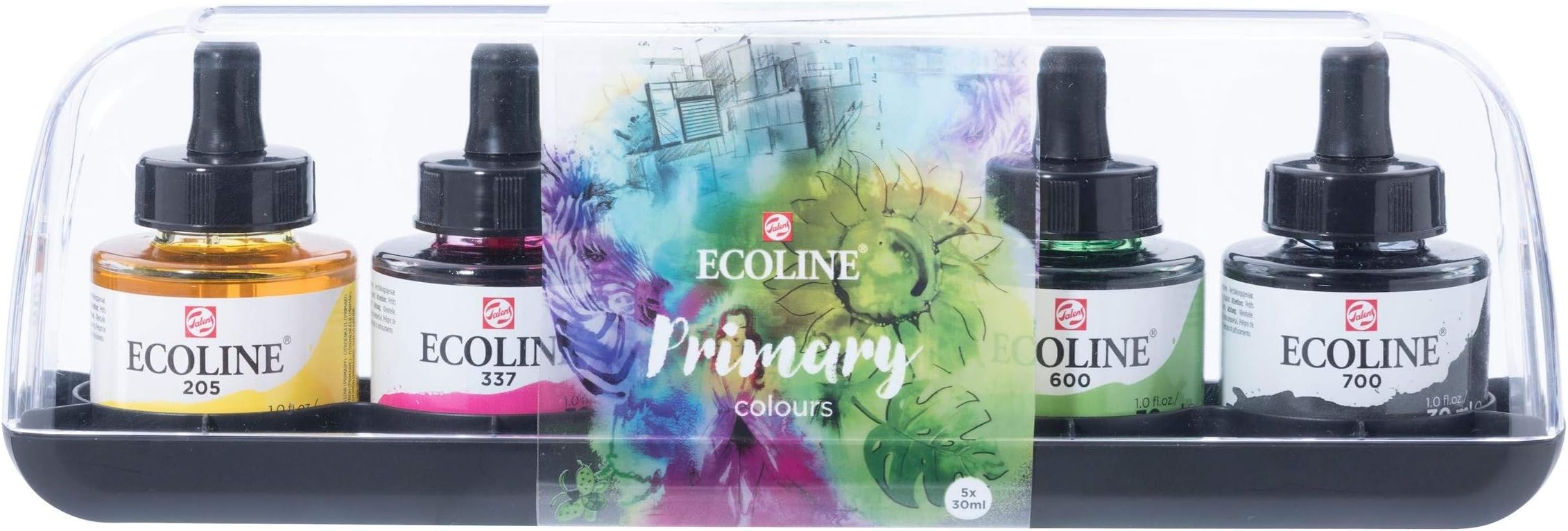 EcolineWatercolour 30ml Pipette Jar Set, 5-Colors, Primary