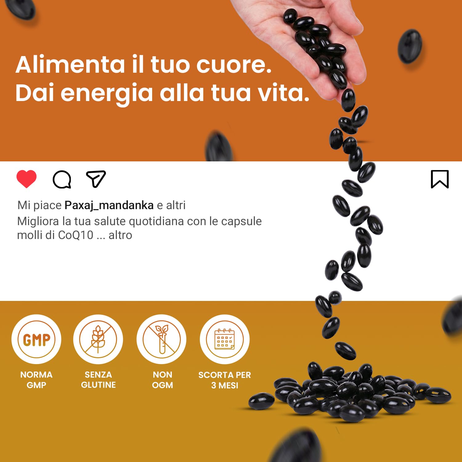 CoQ10 500 mg | Coenzima Q10 | Massima forza | Coenzima Ubichinone fermentato naturalmente | Formula naturale superiore | 500mg 90 Softgel di VED