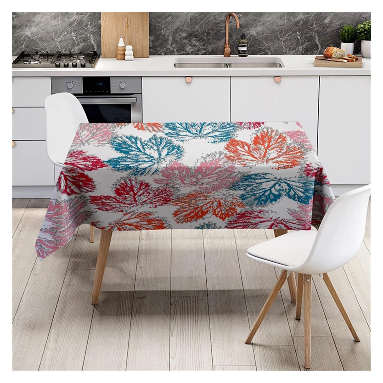 Mantel De Poliéster con Estampado Floral Moderno, Perfecto for Mesas Comedor, Superficie Antideslizante Lavable, Tela Duradera, 1 Ud