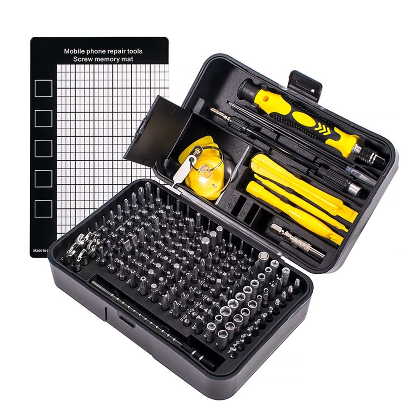 Ensemble de tournevis portatifs Kit de tournevis de précision embouts de tournevis hexagonaux magnétiques outils professionnels for la réparation de téléphone portable (Color : 170Pcs Yellow)
