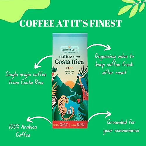 Miniatura 4 de Café de Costa Rica I Café especial de origen único I tostado medio molido I 1 bolsa (12 onzas) 11.99 oz I de Liquid Gold I 100% granos arábica