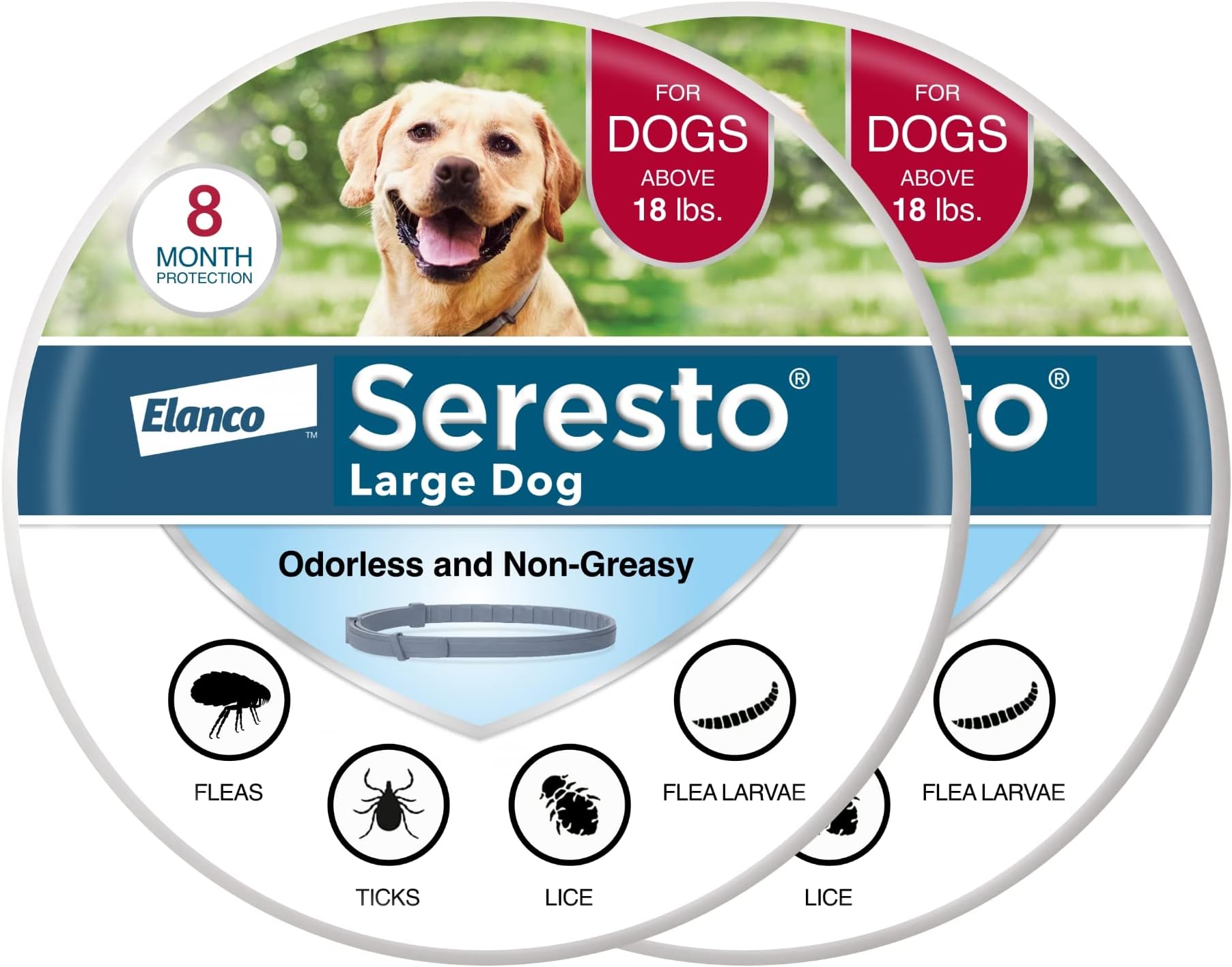 Large Dog Vet-Recommended Flea & Tick Treatment & Prevention Collar for Dogs Over 18 lbs. | 2-Pack