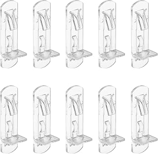 PATIKIL 10 Pcs Locking Shelf Pins, Clear Plastic Locking Shelf Support Pegs Cabinet Bracket Clips Fits 5mm Peg Hole 20mm(3/16") Thick Shelf for Kitchen Cabinet Furniture