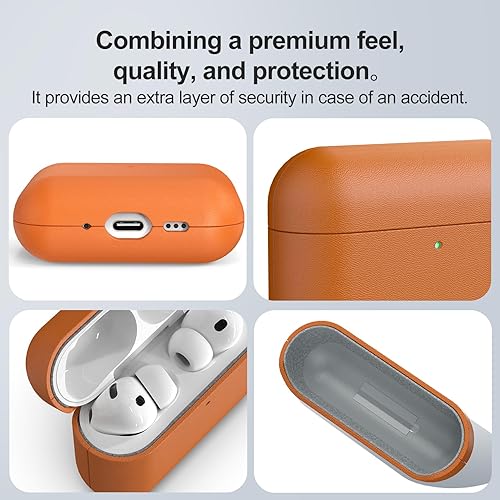 Miniatura 7 de Leather AirPods Pro 3 Case Handcrafted Vintage Genuine Leather AirPods Pro 3 Protective Cover All-Around Shockproof Protection AirPods Pro 3 Pro