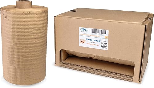 Miniatura 1 de IDL Packaging Juego de papel de embalaje de panal, marrón, rollo de papel kraft HexcelWrap de 15 pulgadas x 1400 pies en caja autodispensada + 1