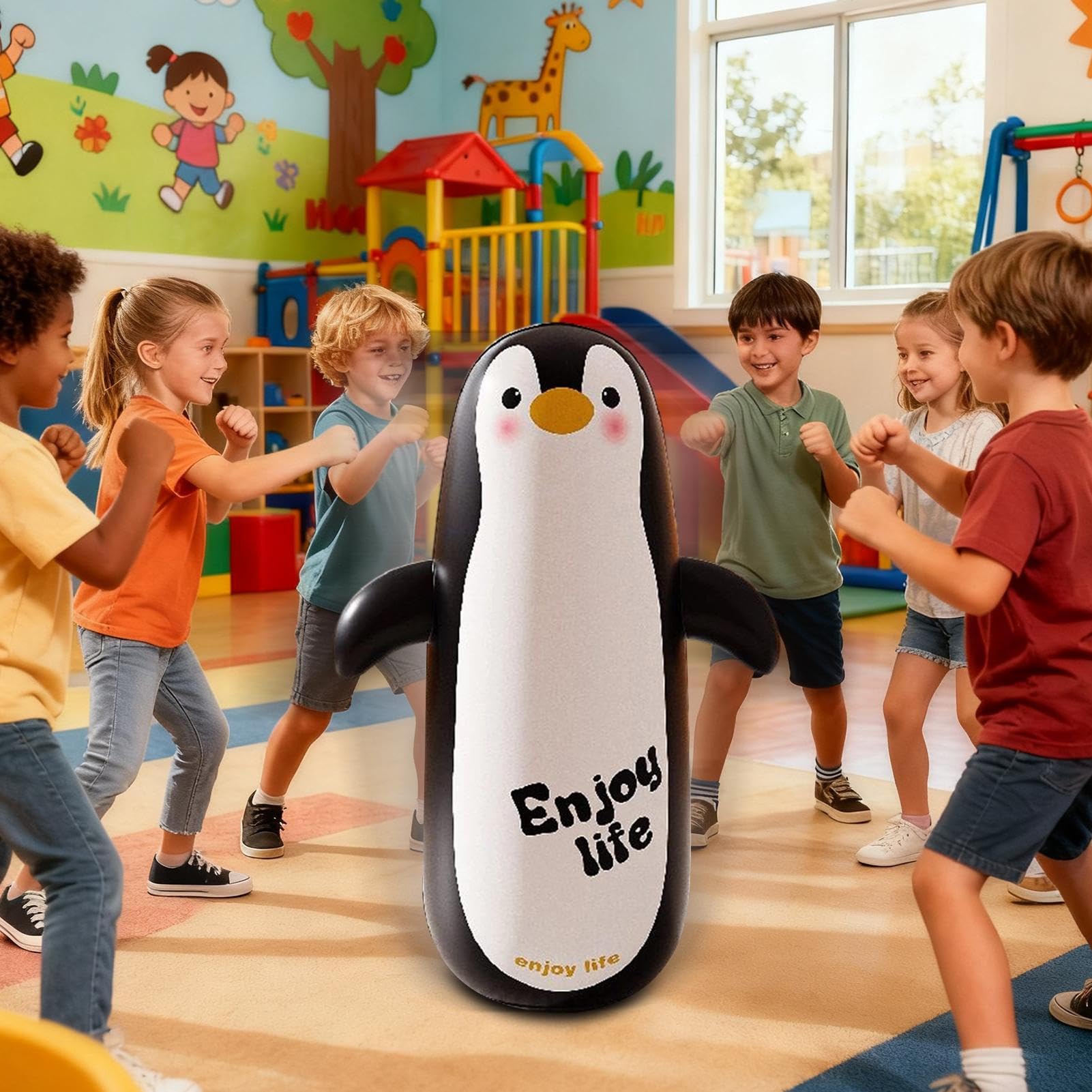 Sacco Da Boxe Gonfiabile Per Bambini - Boxing Bag Gonfiabile Da 119 Cm Con Guanti E Pompa Per Bambini | Punching Sandbag Per Sollievo Stress Dei - Per Allenamento E Sport Interno Esterno Casa