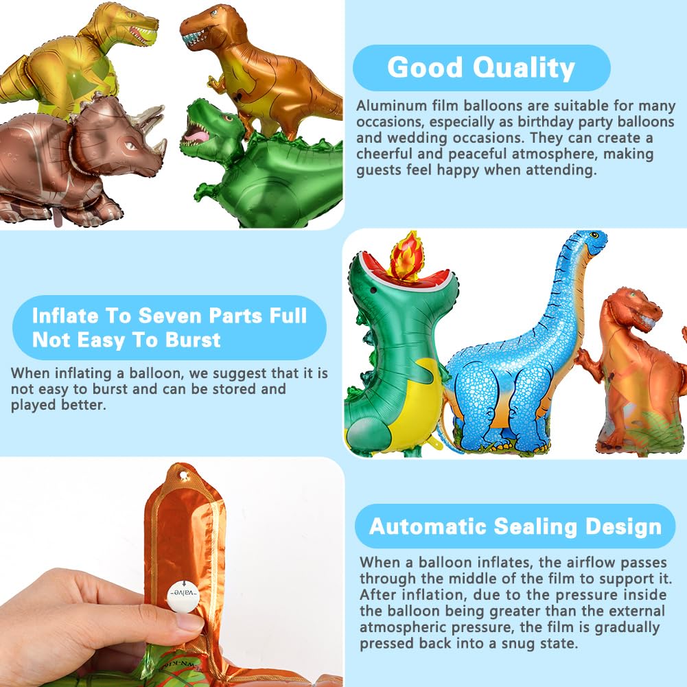 OSDUE 8Pcs Palloncino Dinosauro, Grandi Palloncini Jurassic, XXL Giungla a Elio, Gigante Foil per Decorazioni di Compleanno Party