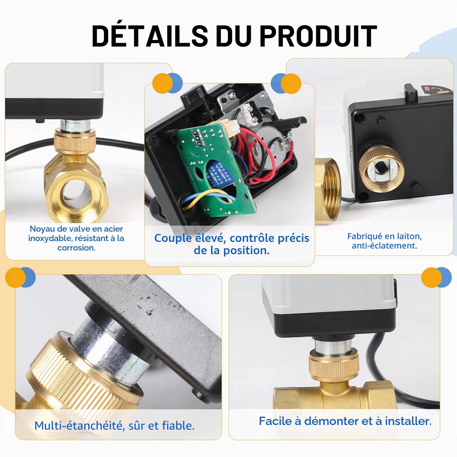 SWAWIS Vanne Motorisee 2 Voies avec Fonction Manuelle, DN20 3/4 de Pouce AC220V Vanne de Zone Laiton
