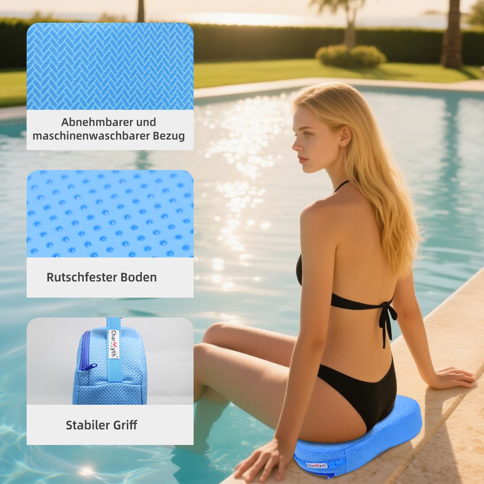 Whirlpool Sitzkissen Sitzerhöhung Unterwasser, 40 x 30 x 12cm Badewannenkissen, rutschfest schnelltrocknend Hot Tub Booster Seat