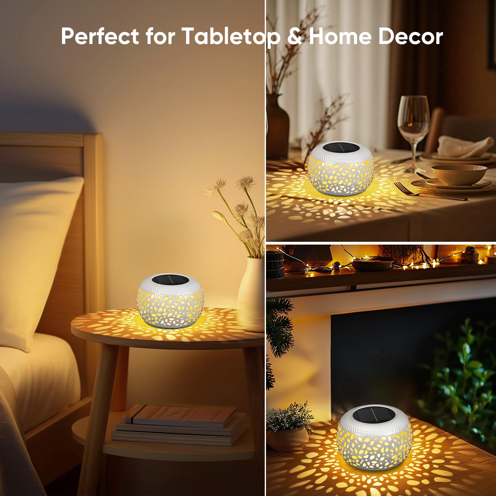 Decorazione da giardino e terrazza: confezione da 4 lanterne solari bianche impermeabili per esterni, luci solari per tavolo, balcone, terrazza, sentiero, portico, cortile, decorazione, lanterna a LED