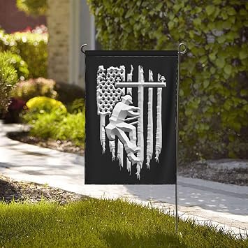 American Flag Lineman Garden Flag Double Sided Vertical Yard Flag 28X40