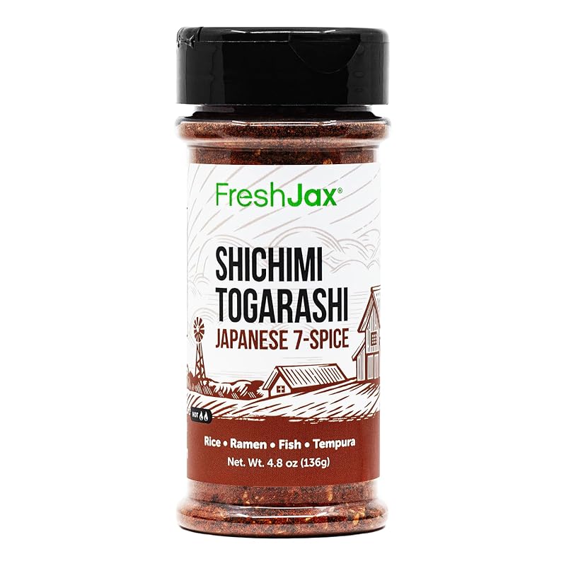 FreshJax Shichimi Togarashi Japanese Rice Seasoning (4.8 oz) | Low Sodium Fried Rice Seasoning Mix | Spicy Rice Topping for Sushi, Ramen, Noodles, Bowls, Grilled Meats, Stir-Fries | Made in USA