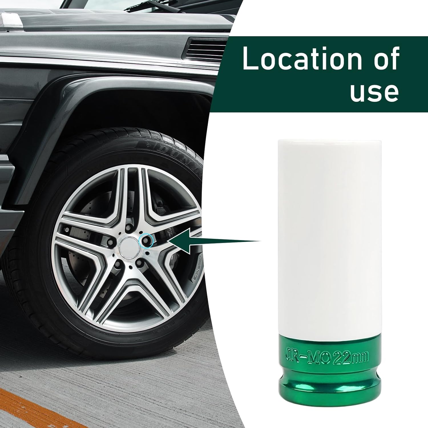 22mm Socket, 1/2-Inch Drive 22mm Lug Nut Impact Socket, Non-Marring Deep Thin Wall Sockets with Wheel Rim Protector (0.9inch), Universal for Most Cars (White)