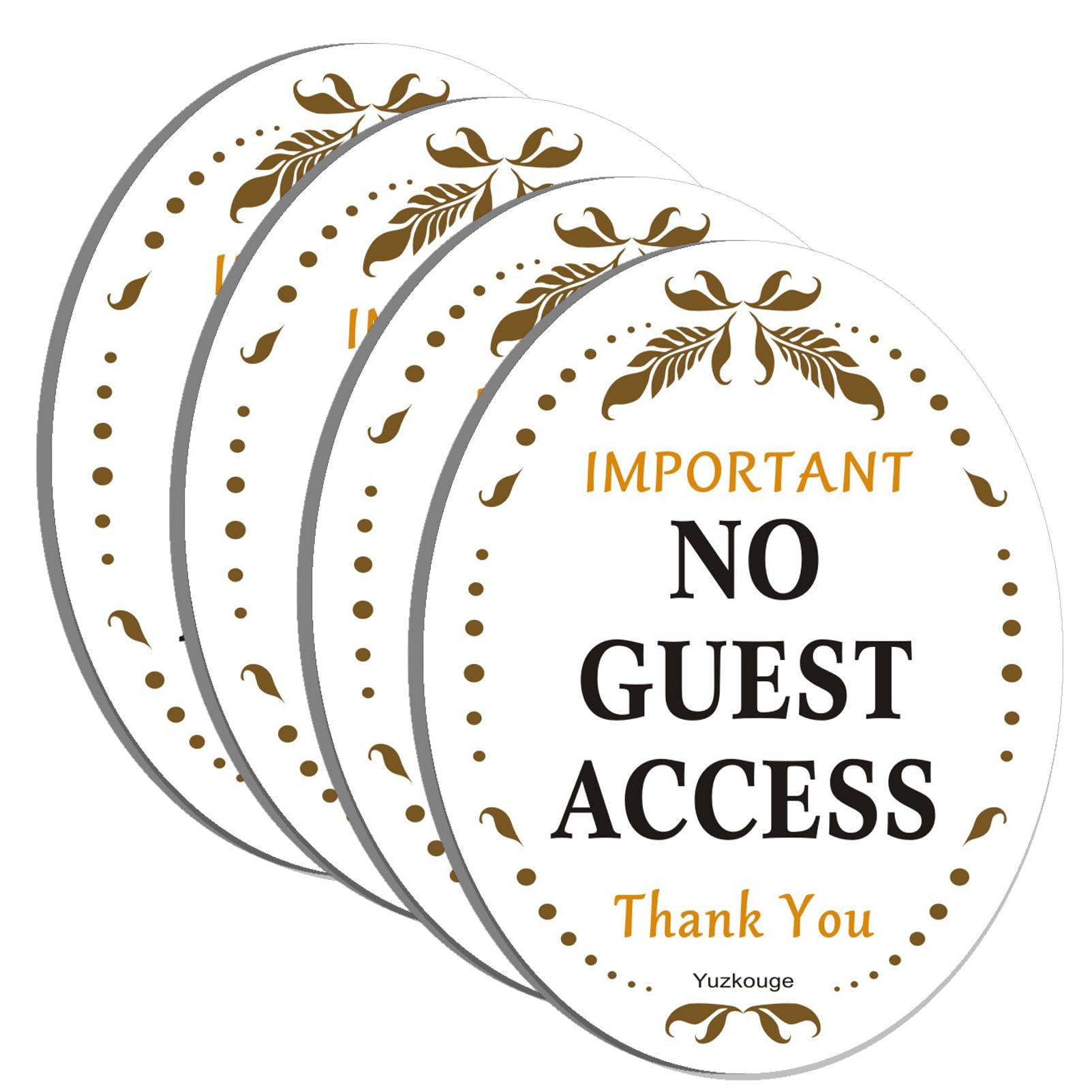 Lot de 4 panneaux d'avertissement « No Guest Access » - 12,7 x 10,2 cm - Autocollants en acrylique épais - Panneaux Airbnb pour hôte, essentiels Vrbo pour hôtes, panneaux Vrbo, faciles à installer