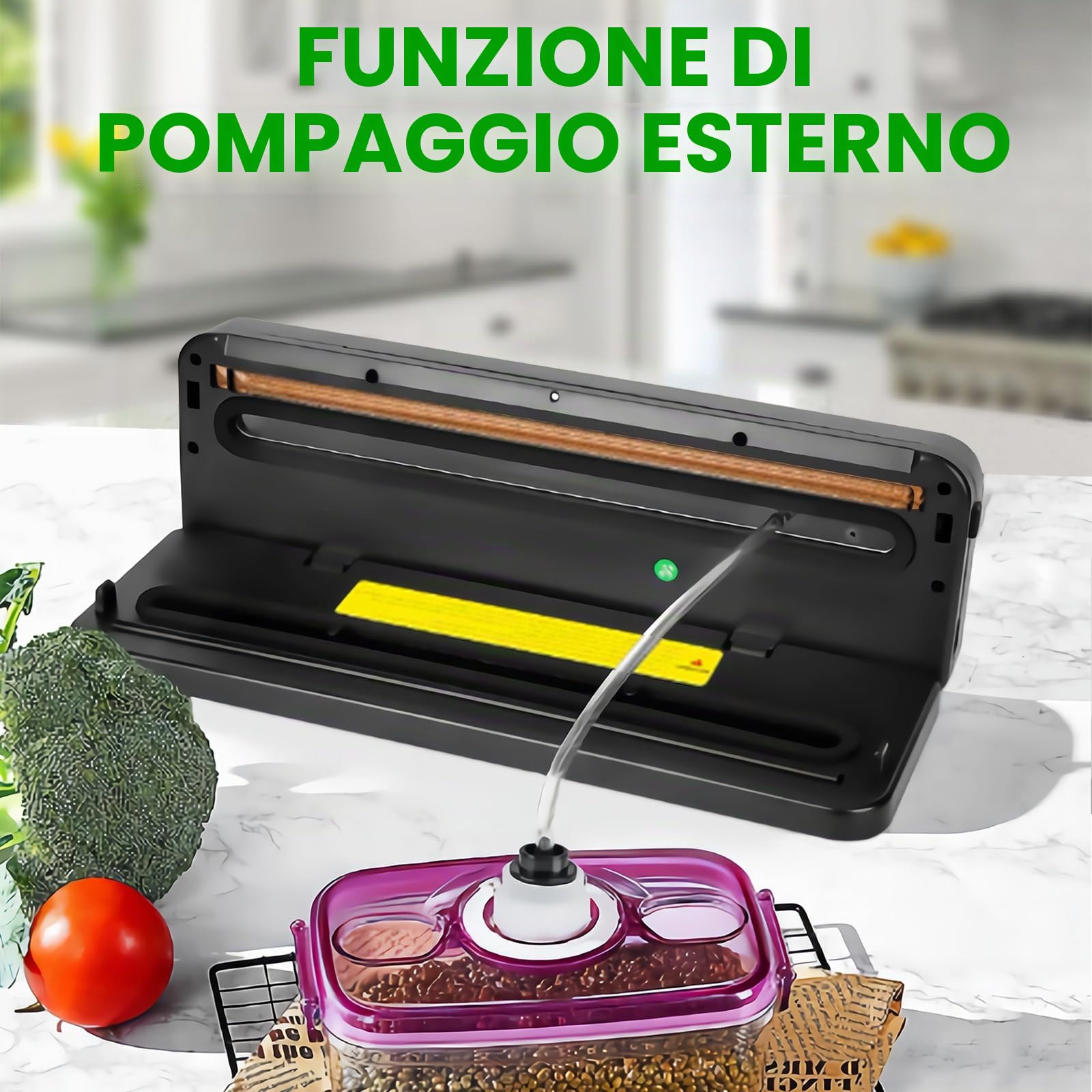 Macchina Sottovuoto Alimentare 6 In 1,Y 40 Inclusi Sacchetti Sottovuoto e Tubo Accessorio,Macchina imballatrice sottovuoto multifunzionale per Cottura Sotto Vuoto e Conservazione Alimenti
