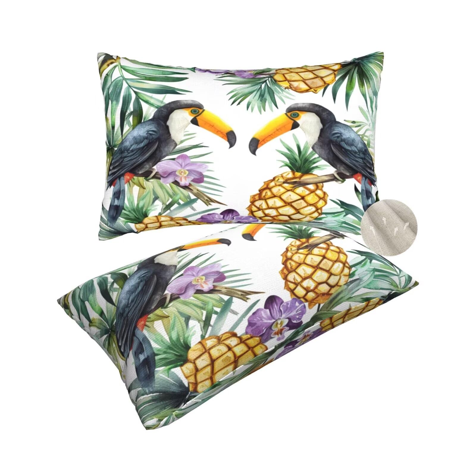 Housse coussin toucan 50x80 anti poussiere taie oreiller rectangulaire lit