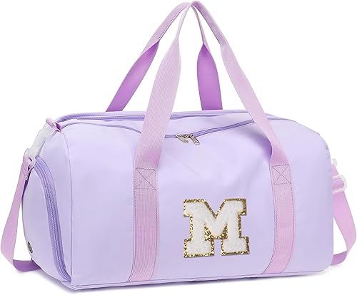 BLUBOON Bolsa de lona deportiva para mujeres y niñas, bolsa de lona para el fin de semana, M-púrpura