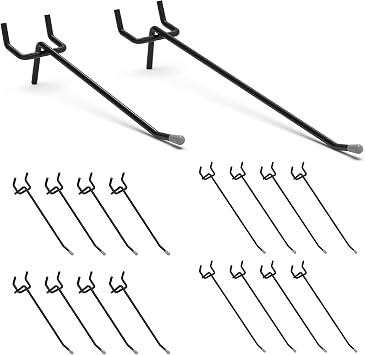 Black Pegboard Hooks 100PC [50PC 4 Inch + 50PC 6 Inch], Peg Board Hooks, fit 1/8" or 1/4" Pegboard, Peg Board Hooks for Hanging Tool