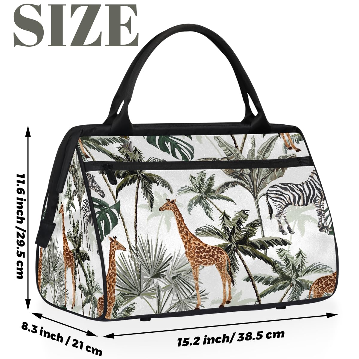 Borsa da palestra con giraffa e palma per uomini e donne, borsone da viaggio per sport e viaggi, borsa impermeabile per il fine settimana, borsa leggera da portare a mano