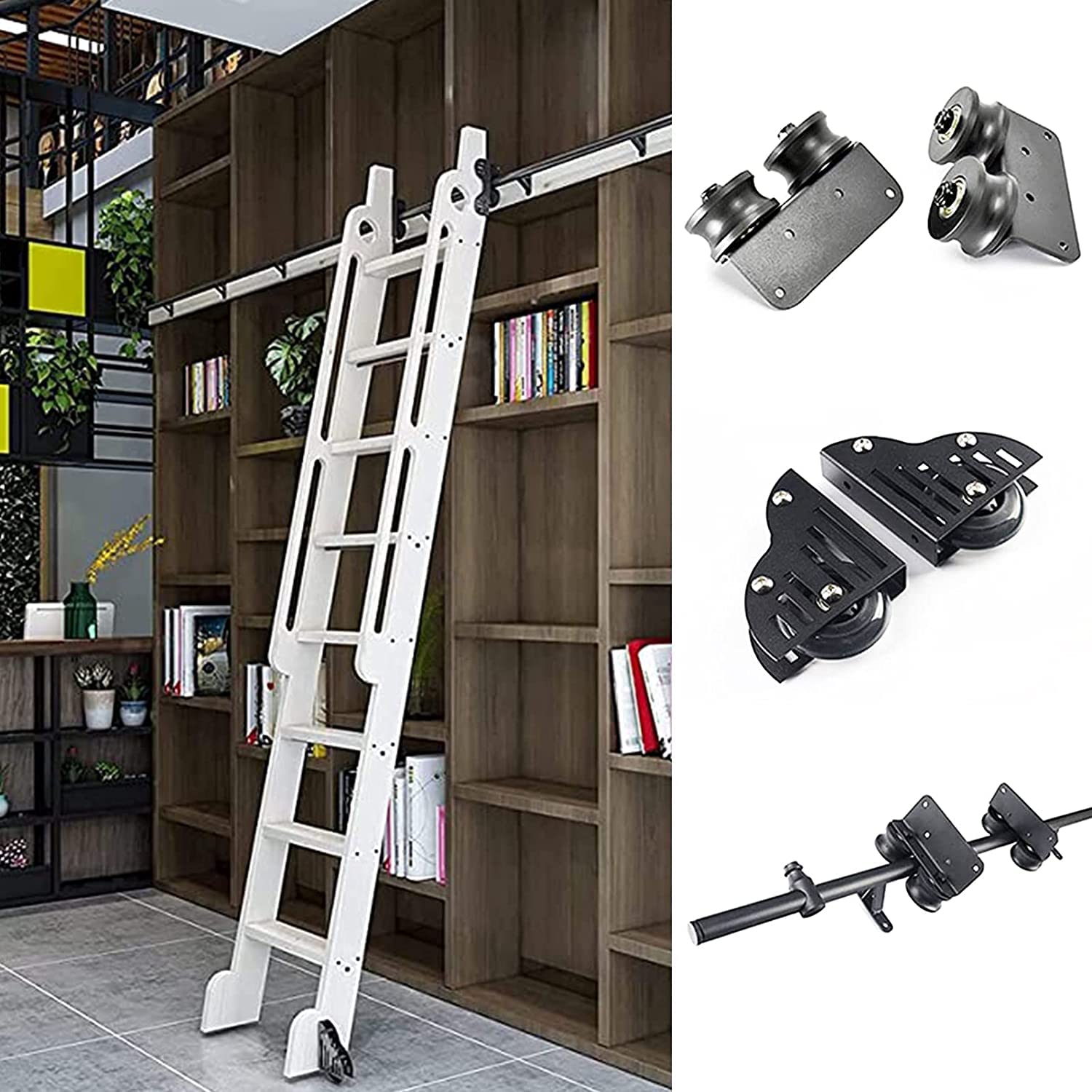 Rail mobile pour bibliothèque et loft avec roulettes de sol pour maison
