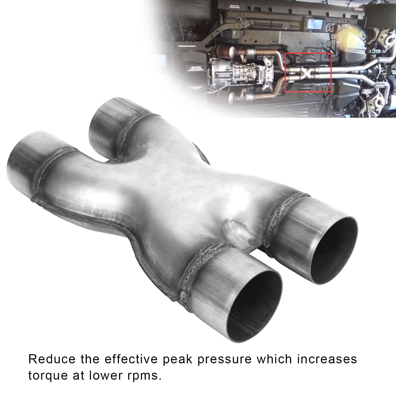 Tubo de Ese X, Punta de Ese Universal de Salida de Entrada Doble de Acero Inoxidable de 2,5 Pulgadas Universal