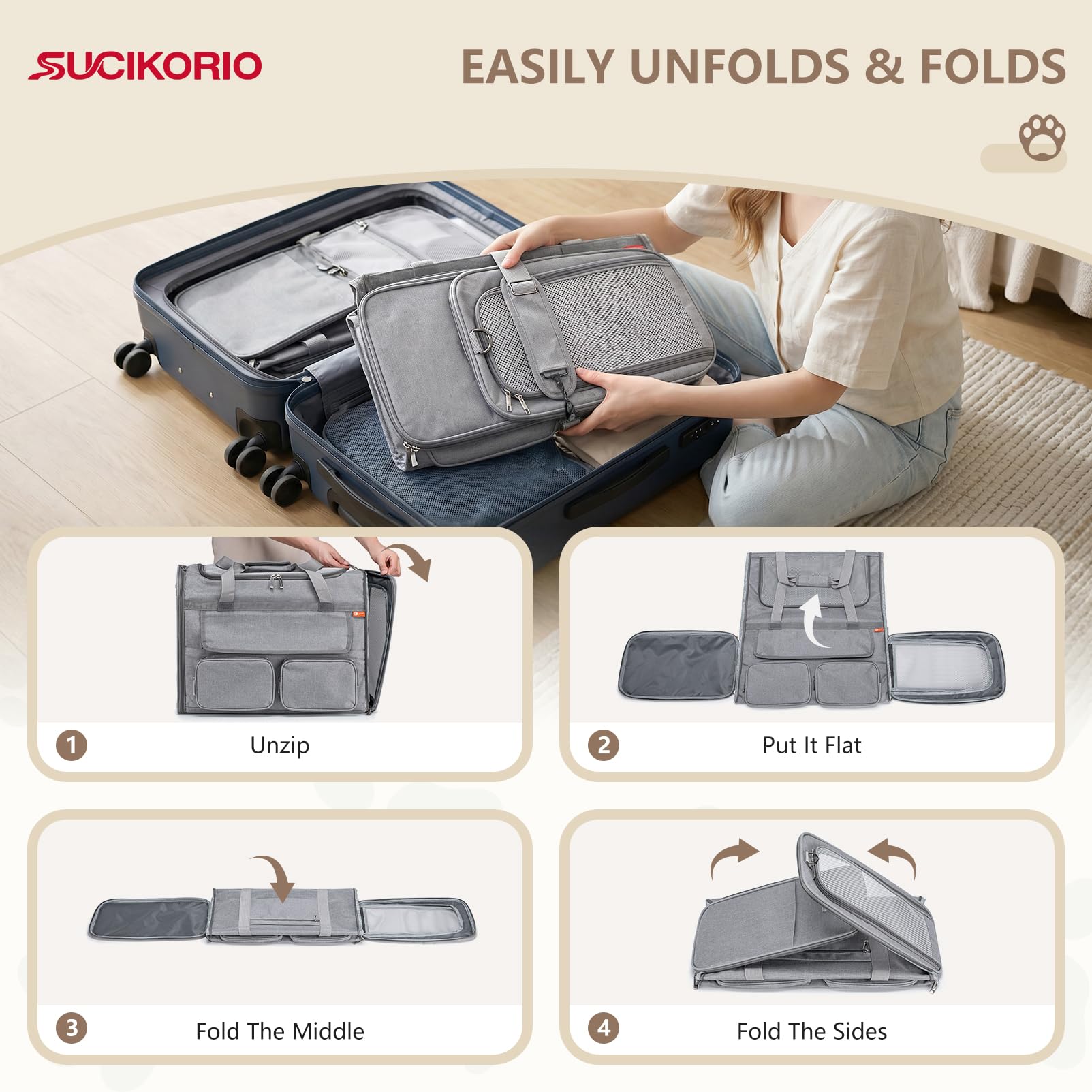Transportin Gato Homologado 55x40x23cm Para Avion Cabina, Plegable Bolsa de Transportin Perro Grande Transpirable Cat Carrier con Bebedero Plegable Para Gatos y Perros, Air Europa Aerolineas