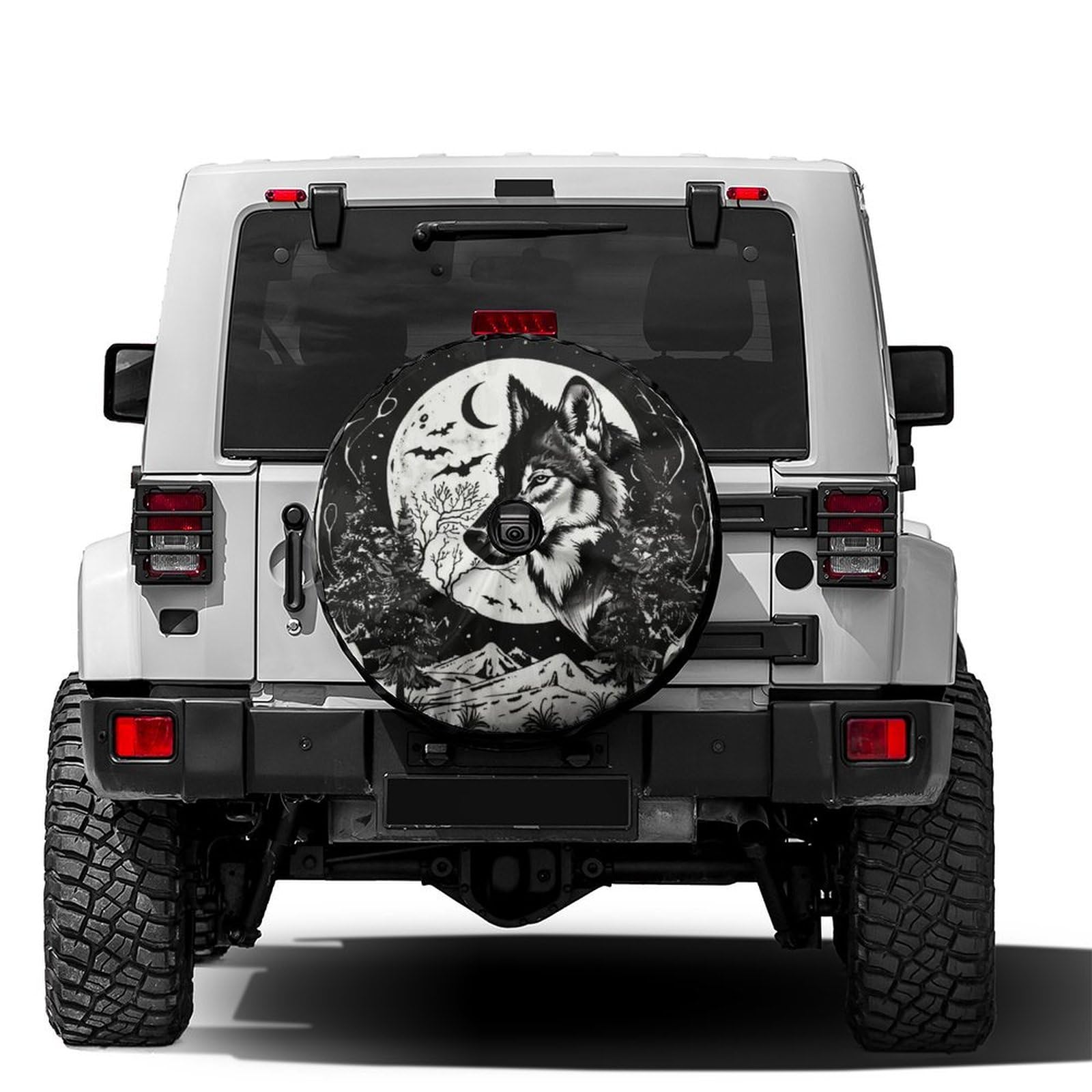 Dujiea Military Tactical Star Spare Tire Cover with Backup Camera Hole, Universal Wheel Tire Cover Tire Protectors for Jeep Trailer RV Van SUV Truck Camper and Many Vehicle 17inch — view 83