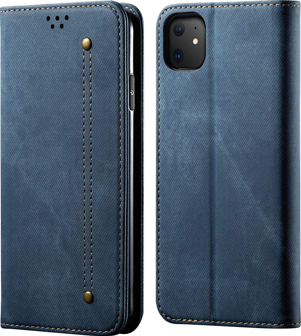 Cubix® Denim Flip Cover for Apple iPhone 11 Case Luxury Slim Wallet Folio Case Magnetic Closure Cover (Blue) (B08H18VJGD) Amazon Price History, Amazon Price Tracker
