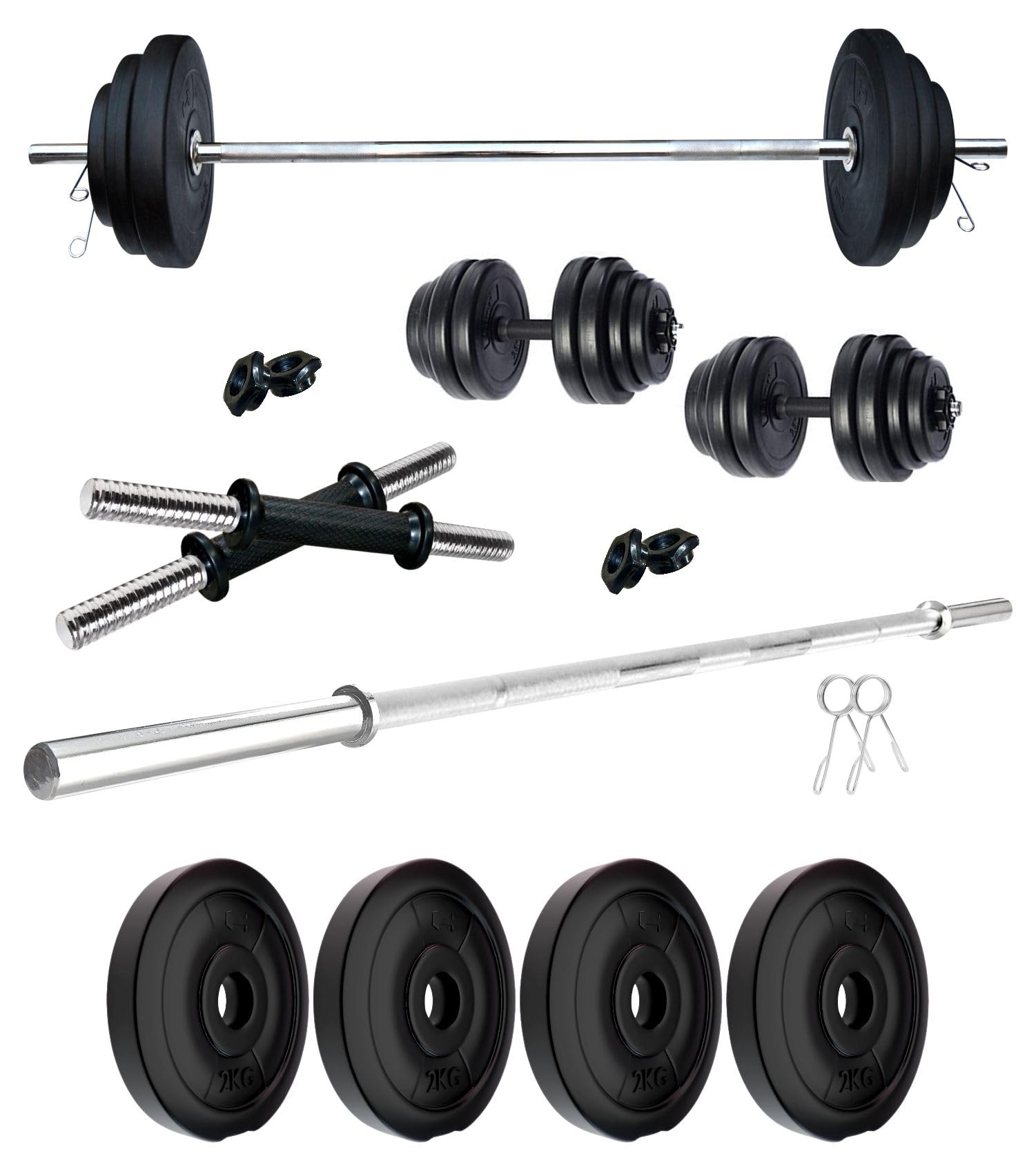 Kore PVC 8 Kg Home Gym Set with One 3 Ft Straight Rod and One Pair Dumbbell Rods, Multicolour-picture-30
