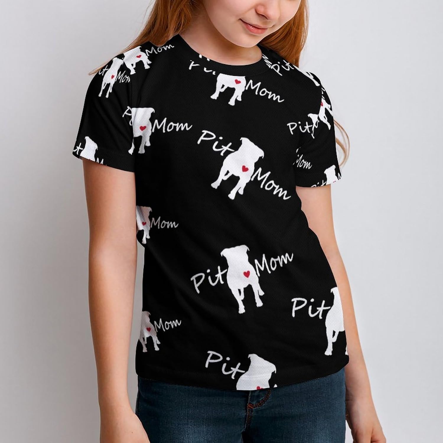 Pitbull Mom T Shirt for Boy Girl Top Short Sleeve T-Shirt Graphic Tee