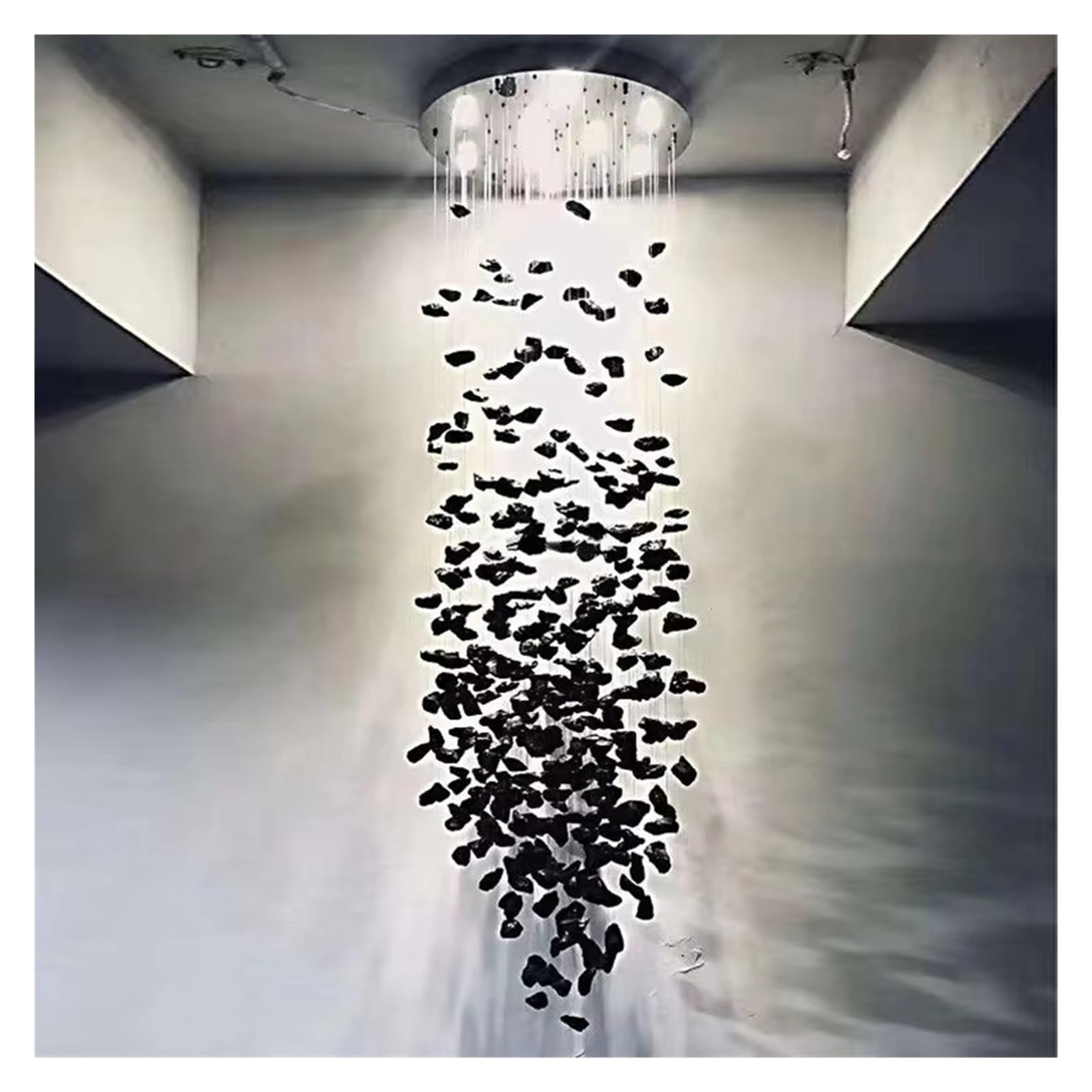 PCXEHUYP Black Art Stcrystal Chandelier for Staircase Hallway Lobby Modern Cristal Led Hanging Lamp Home Indoor Light Fixtures ﻿,Chandeliers/Cold Light/40Cm