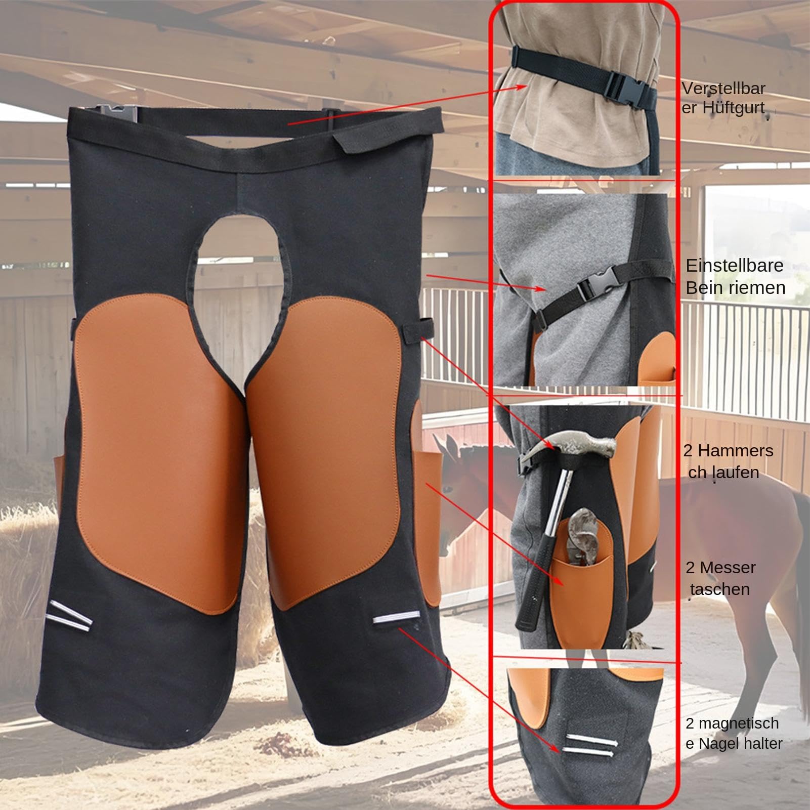 Grembiule da Mascalcia Protezione Regolabile e Resistente con 2 Tasche | Grembiule da Saldatura per Uomo per Carpentiere Meccanico Addetto ai Macchinari Vigile
