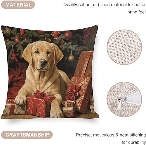 Miniatura 4 de Funda de cojín de lino para decoración del hogar al aire libre, retrato de raza de perro amarillo serio, labrador retriever, fundas de almohada