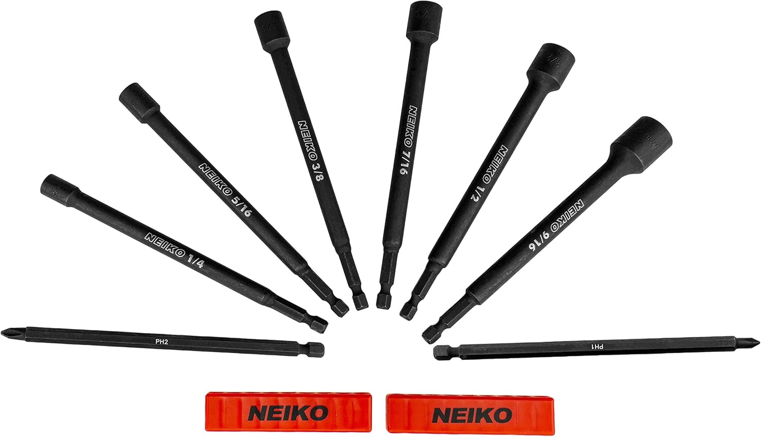 NEIKO 10067A Magnetic Impact Nut Driver and Power Bit Tool Set | 6 Pieces SAE | 6 Inches | Shank Nut Driver Bits Setters| Magnetic Tip Sockets | 1/4 Inch Hex Shank : Tools & Home Improvement