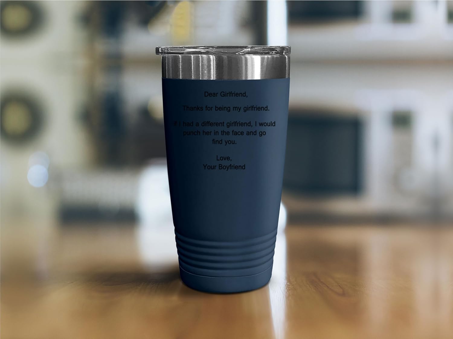 SpreadPassion Dear Girlfriend Tumbler, Girlfriend Gift, Thanks for being my girlfriend Stainless Steel Tumbler, 20oz Insulated Tumbler, Christmas Birthday Gift Idea (Navy Blue) - Image 2