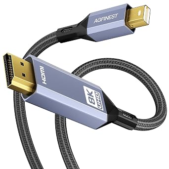 Mini DisplayPort to HDMI Cable 1m - 8K@60Hz 4K@120Hz Mini DP1.4 to HDMI 2.1 Nylon Braided Aluminum Shell Gold Plated Connectors Compatible with MacBook Surface Dell Lenovo Laptop PC Thunderbolt 2