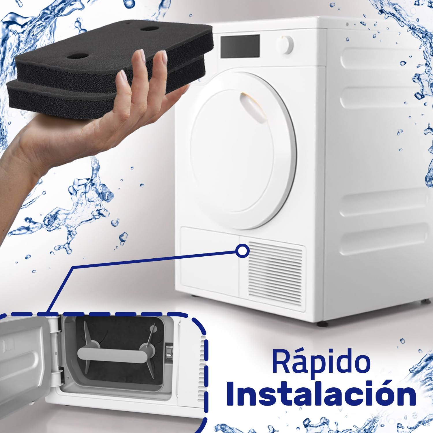 2 Piezas Filtro Esponja Secadora 9164761 para Miele Tiene el Tamaño 208 x 155 x 30 mm Filtros para Secadora de Ropa con Garantía de 10 Años - MONTERAL