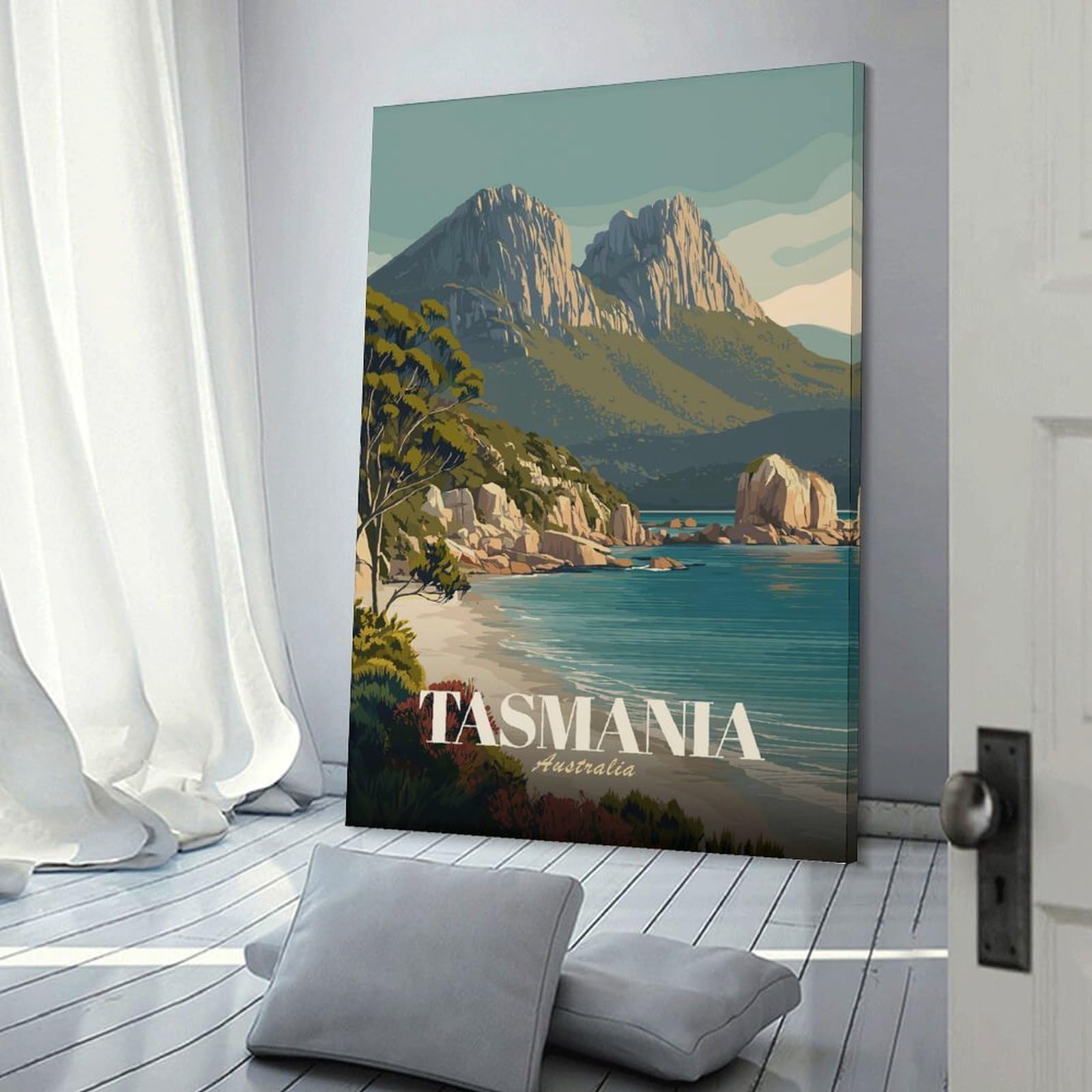 Junmoney Tasmania Australia Vintage Canvas Wall Decor 20x30inch(50x75cm), for Workspace Walls, Study Corners Or Bedrooms, Decorative Artwork for Productive Spaces
