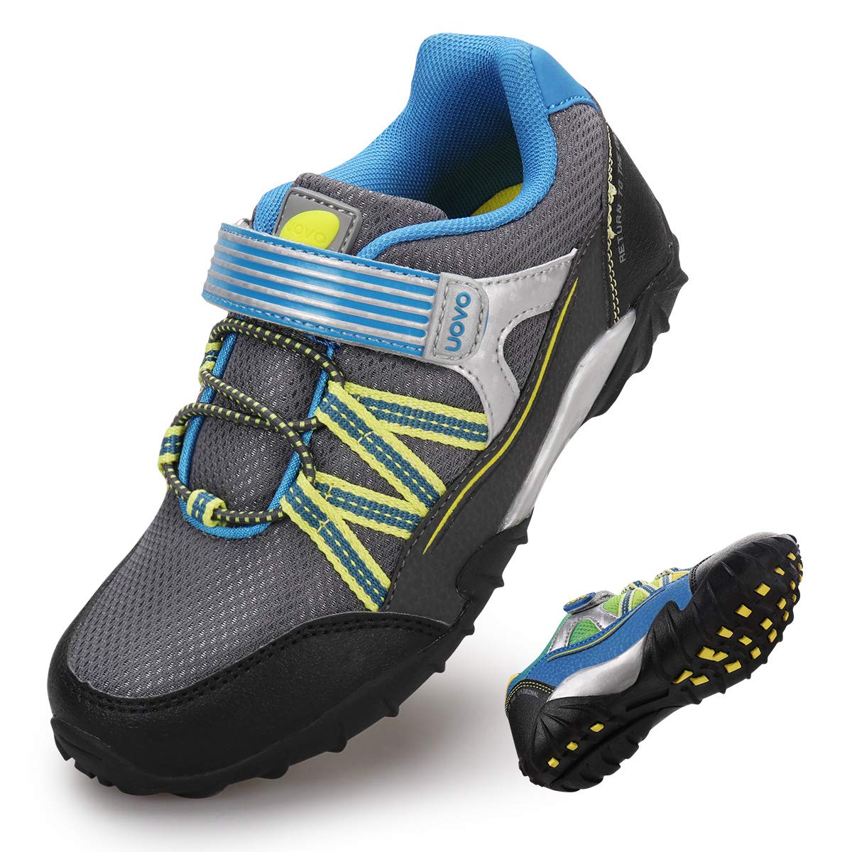 UOVO Boys Shoes Boys Tennis Running Sneakers Waterproof Hiking Shoes Kids Outdoor Fashion Sneakers Slip Resistant (Big/Little Boys) Grey