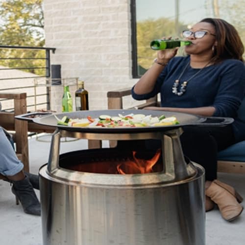 Miniatura 5 de Solo Stove Wok grande de hierro fundido sartén para fogata y yukon accesorio de chimenea superficie de cocción 18 pulgadas Profundidad 25 pulgadas