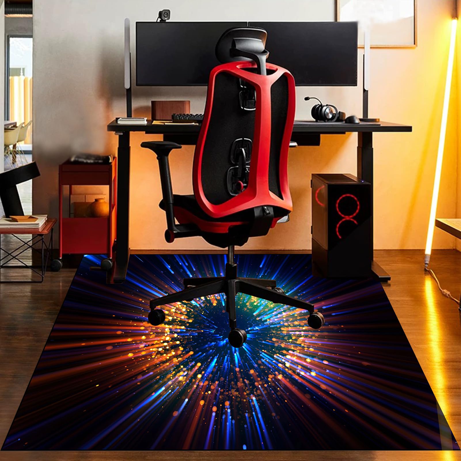 Tapis de sol de gaming antidérapant pour chaise de bureau et bureau 180 x 200 cm