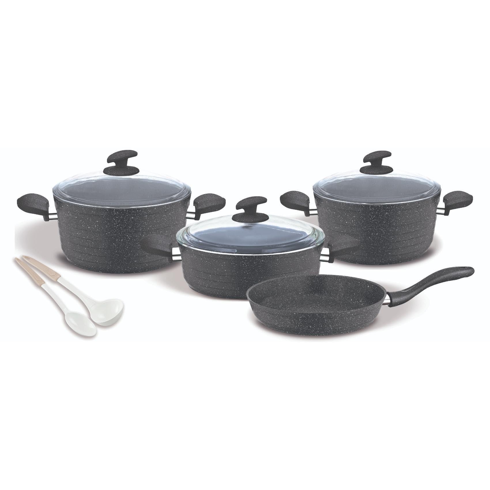 Home MakerGranitec Cookware 9-Pieces Set, Charm Grey