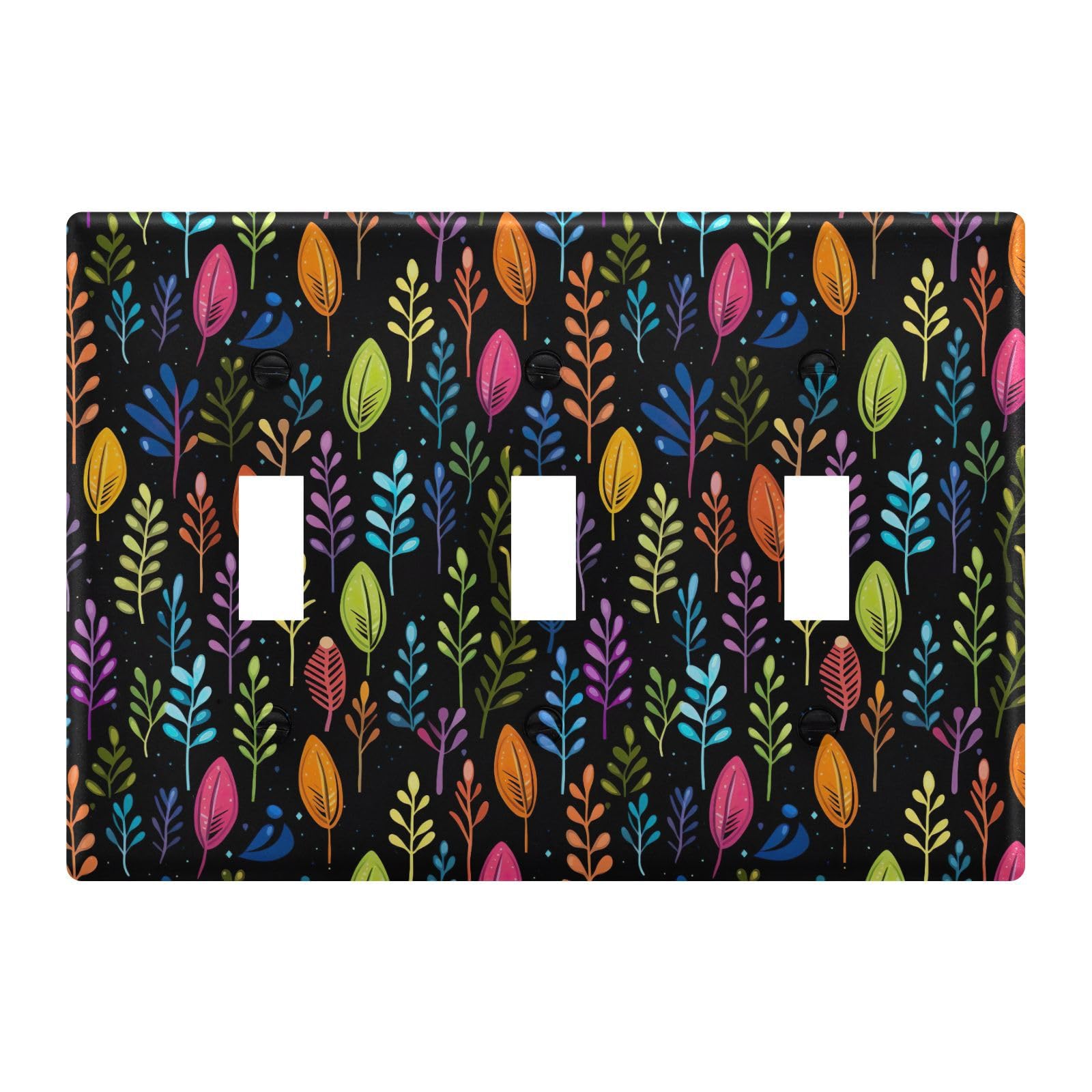 Light Switch Cover Colorful Leaf Wall Plates for Electrical Outlets 3 Gang 202b3320